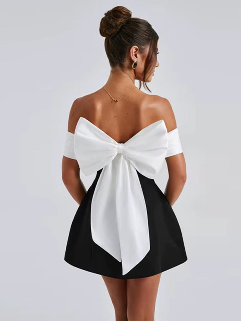 NOIR BLOOM MINI DRESS - BLACK/WHITE